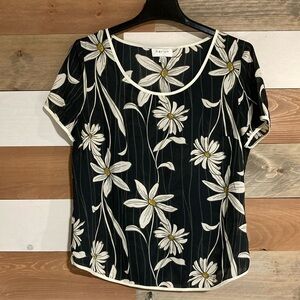 Anthropologie Harlyn Short Sleeve Sheer Daisy Blouse